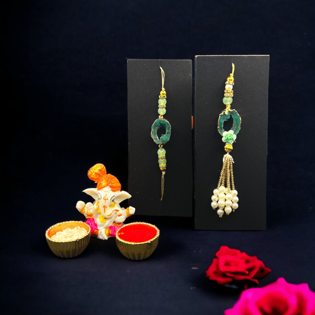 "Cherished Moments: Bhaiya Bhabhi Rakhi Set"