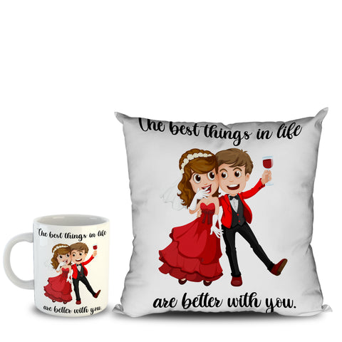 Cushion and Mug combo  for Couple