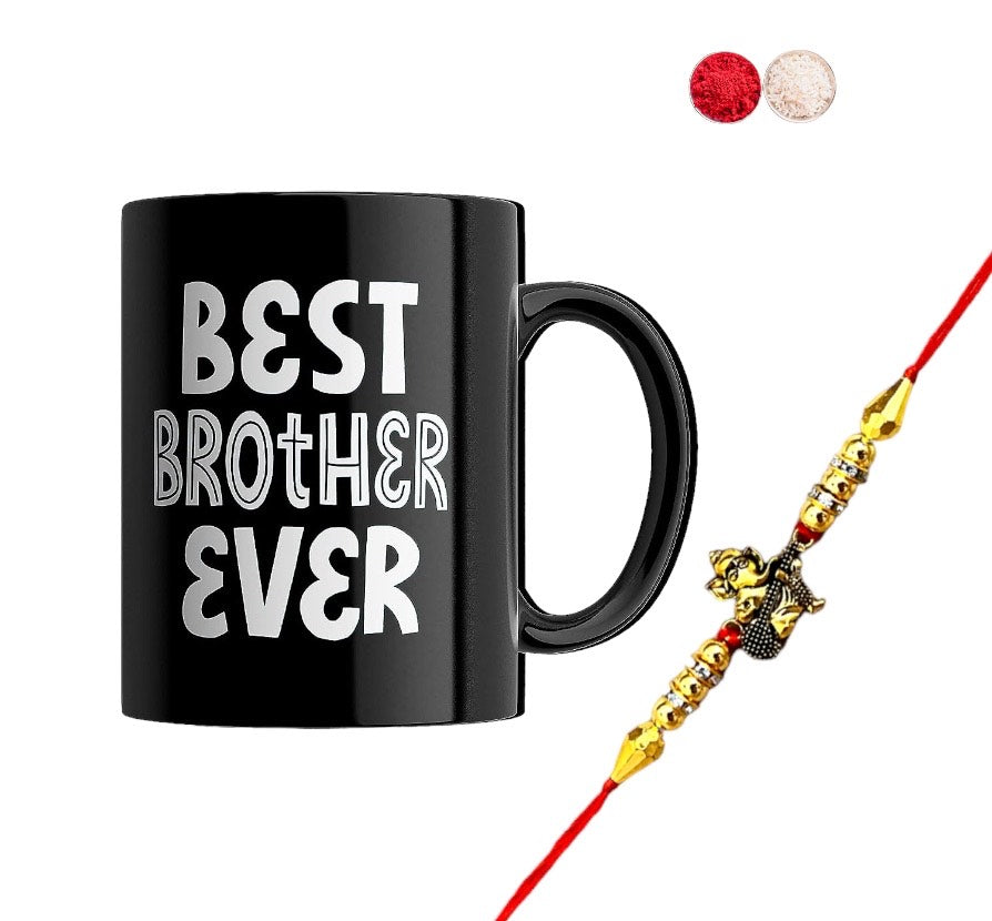 Rakhi With Printed Mug and Roli Chawal  For Your Loving Brother.