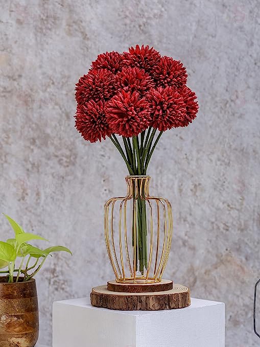 Artificial Chrysanthemum Ball Hydrangea Flower Stick for Home, Office, Bedroom, Balcony, Living Room Decoration.