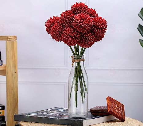 Artificial Chrysanthemum Ball Hydrangea Flower Stick for Home, Office, Bedroom, Balcony, Living Room Decoration.